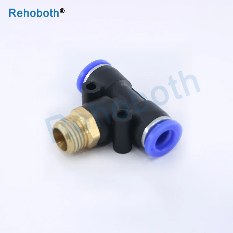 

Air Connector Fitting T-3 Ways Shape Tee 12mm - 4mm Hose Pipe to 1/8" 1/4" M5 3/8" 1/2" Male Thread Pneumatic Coupler