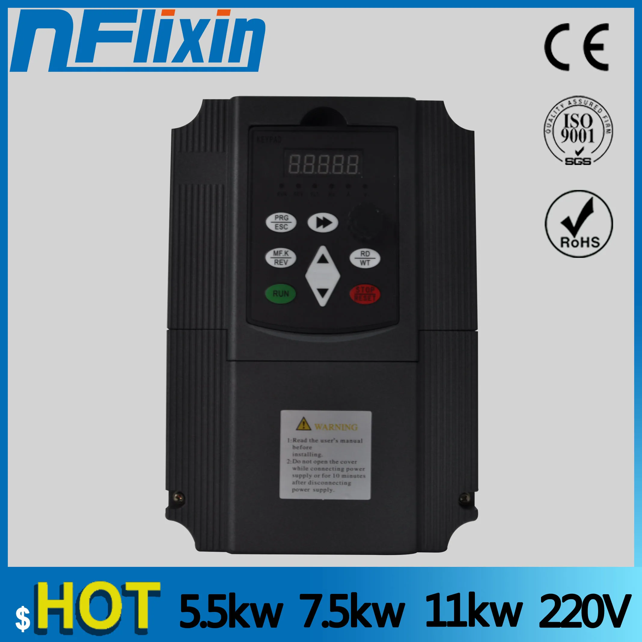 

7.5KW 10HP 400HZ VFD Inverter Frequency converter single phase 220v input 3phase 380v output 18A for 7.5HP motor 220vboots380v