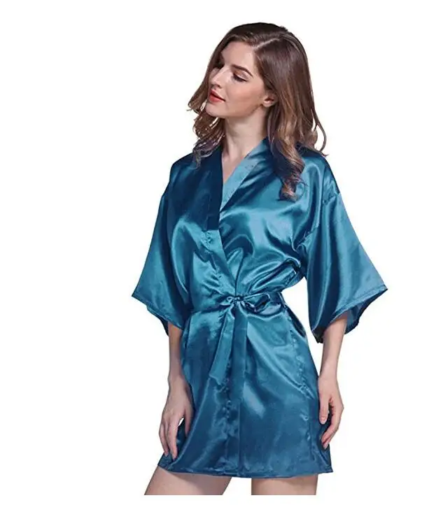 Women Sleepwear Bride Robes Silk Robe Silk Satin Wedding Bride Bridesmaid Robe Floral Bathrobe Short Kimono Robe Night Bath Fashion Dressing Gown for Women