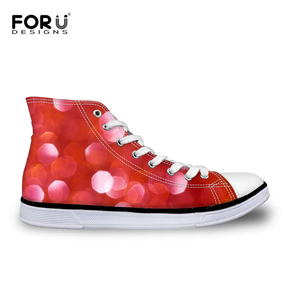 

FORUDESIGNS Vintage Colorful Print Vulcanized Shoes Ladies Casual Women High Top Canvas Shoes Female Lace up Flats Zapatos Mujer