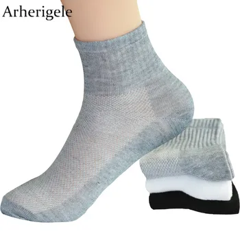 

Arherigele 6pcs 3pair Men Solid Socks for Spring Summer Casual Cotton Sock Fashion Mesh Breathable Over Ankle Compression Sock