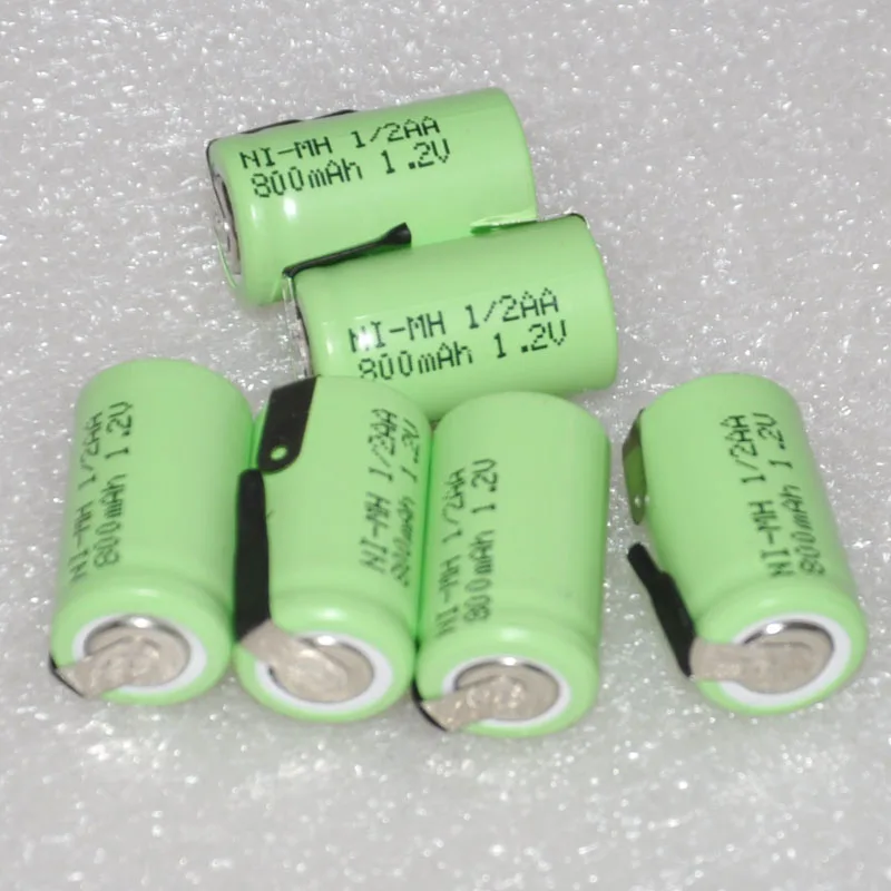 3 4 6 шт 1,2 в 1/2AA аккумуляторная батарея 800mah 1/2 AA Ni-MH nimh cell с вкладками для электробритва, беспроводной телефон