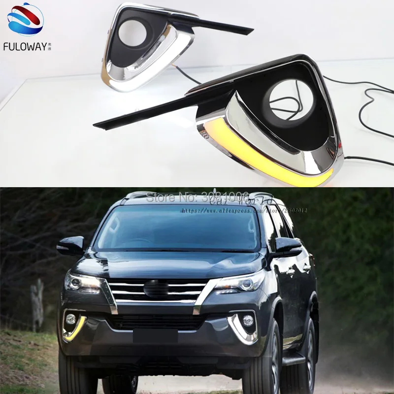 

LED DRL Daytime Running Lights Fog Lamp Case For Toyota Fortuner 15-17 External Day Light DRL Accessories White 12V Car-styling