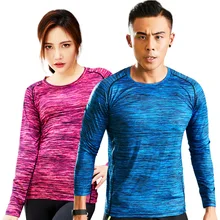 Уличная одежда с длинными рукавами, Спортивная тонкая и дышащая, свободная фитнес летняя пара быстросохнущих футболок