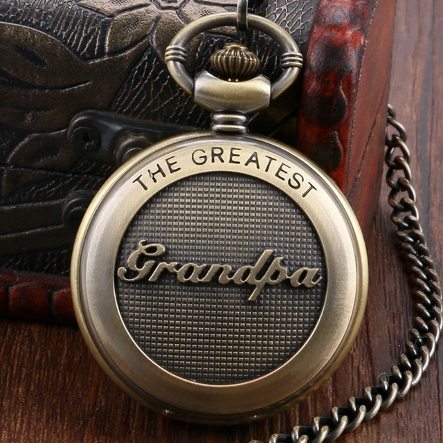 Retro Antique Bronze Pocket Watch 3D The Greatest Grandpa Script Thanksgiving Cr Retro Antique Bronze Pocket Watch 3D The Greatest Grandpa Script Thanksgiving Cr