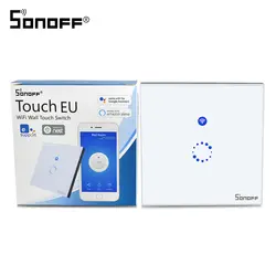 SONOFF настенный сенсорный переключатель стеклянная панель Свет ЕС США Розетка Wifi беспроводной пульт дистанционного управления 1 банда 1