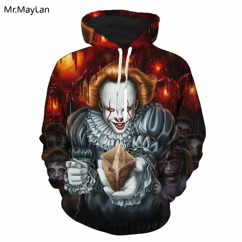 

Cool Horror Movie Stephen King's It Joker 3D Print Hoodies Men/Women Hipster Hooded Sweatshirts Hiphop Streetwear 2018 Clothes