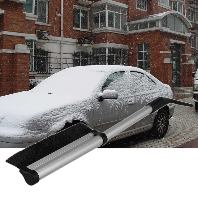Aluminum Alloy  Car Retractable Winter Vehicle Scraper Shovel Snow Nylon Brush Wiper Blades Removal Clean Tool X009