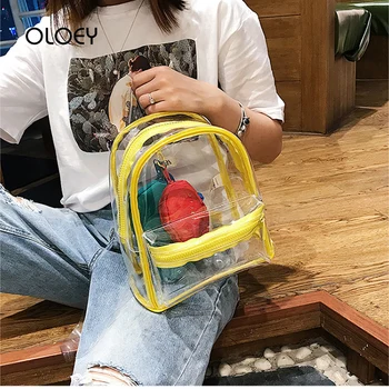 

Harajuku Cute Clear Transparent Women Backpacks PVC Jelly Color Bagpack Girl Shoulder Bags Casual itabag Travel Small Female Bag