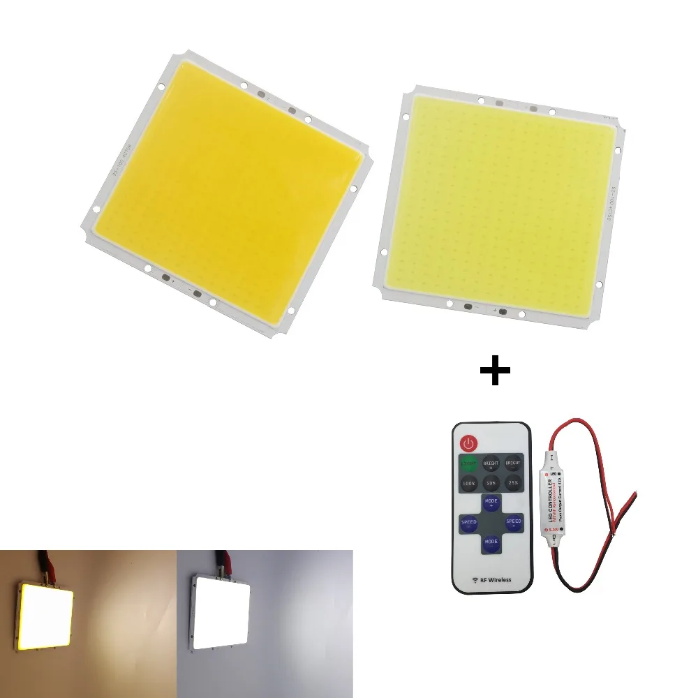 Hot dimmable 100x95mm Square LED COB 12V DC 50W with remote coltroller LED FLIP Chip For auto Light Source cob led strip