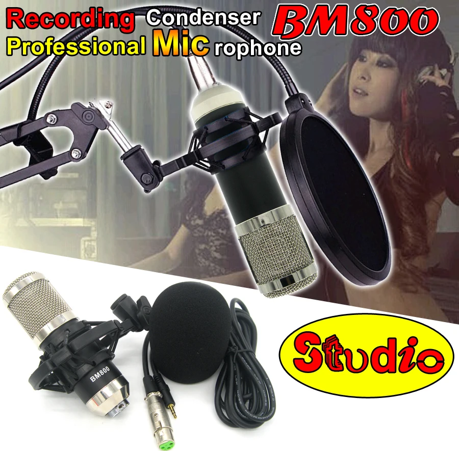Professional BM800 Recording Condenser Microphone Studio Mic Mike Mikrofon For Karaoke Broadcast Microfone Com Fio Microfono