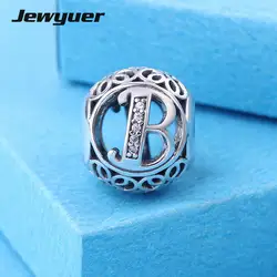 Винтаж буквы алфавита B ажурные Подвески 925-стерлингового серебра-fine jewelry fit очарование бисером браслет ожерелье DIY для женские LE16b