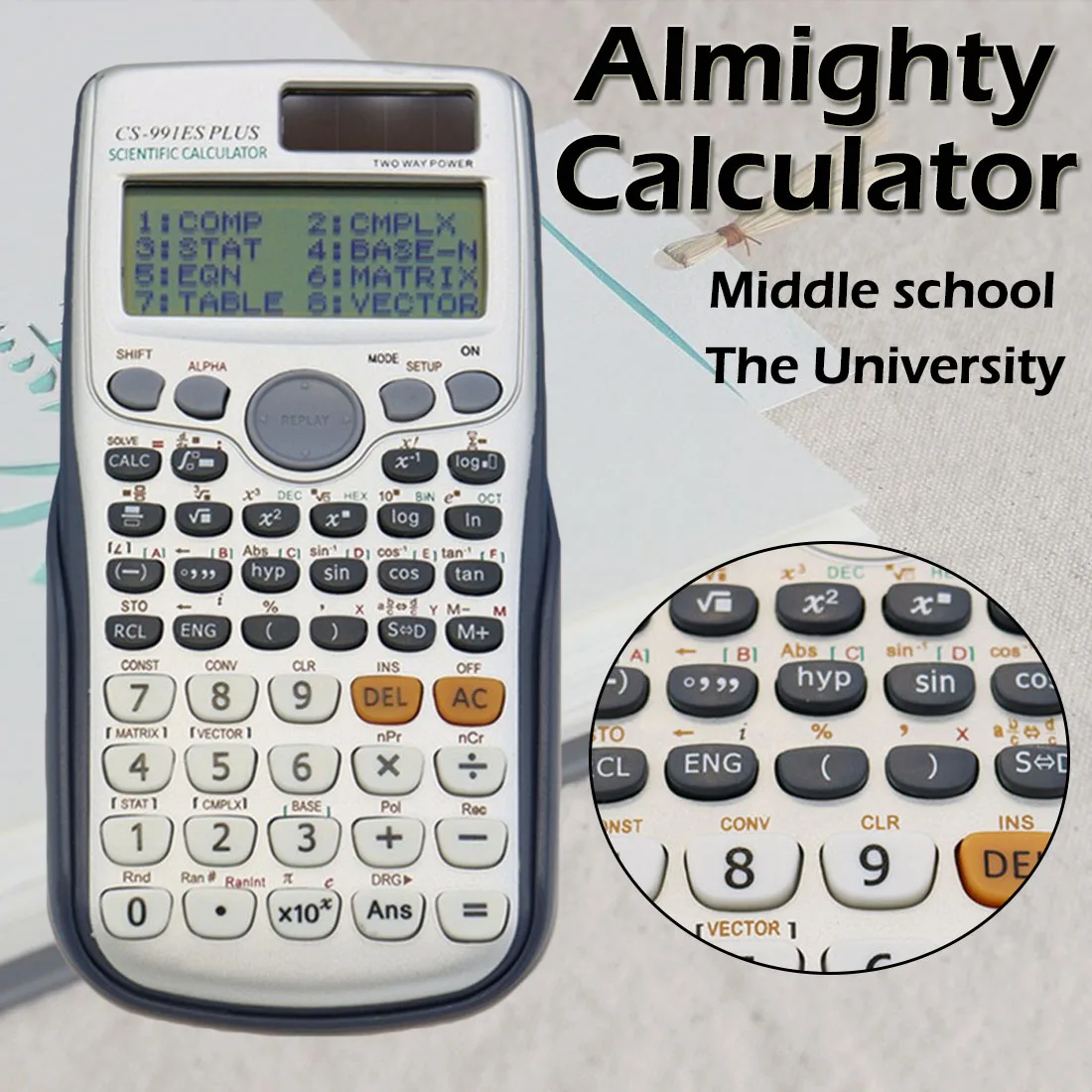Potência com 417 Mais Calculadora Científica Dupla Funções Potência Cientifica Estudante Exame Fx-991es 2 Cheap Calculadoras