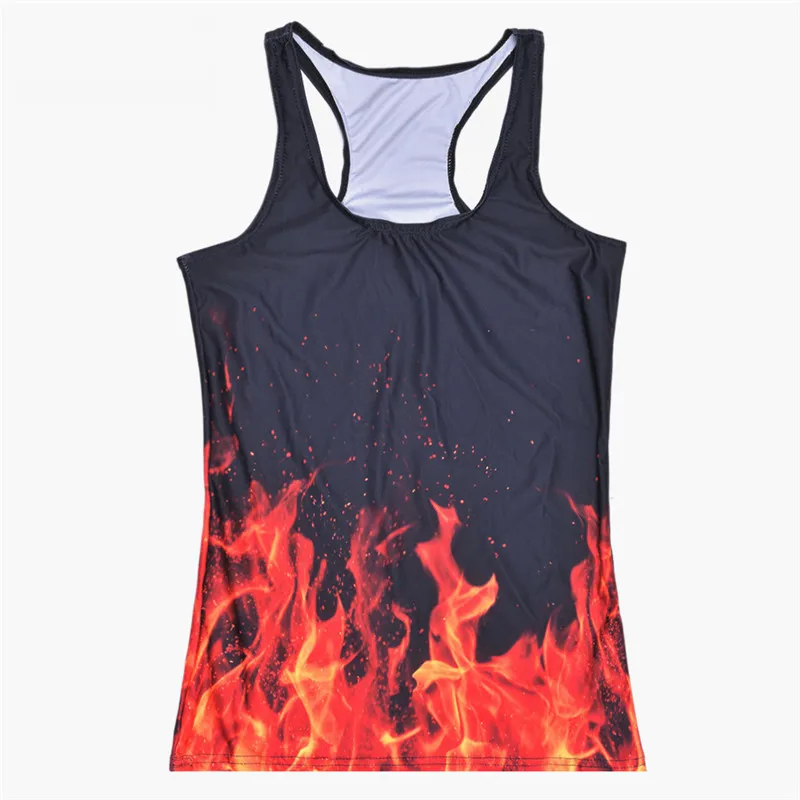 

Tops Summer Women Blouses Strapless Sleeveless Digital Print Casual Strap Combustion Flame Tank Tops Ladies' Vest