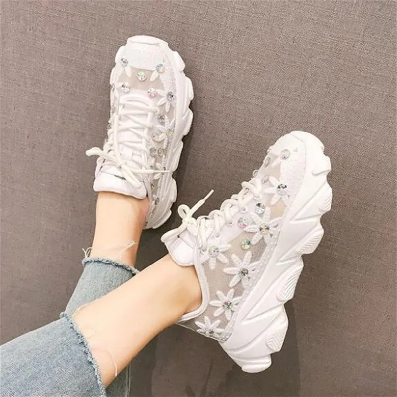 

DIWEINI 2019 Spring New Fashion Women Casual Shoes Comfortable Breathable print crystal vulcanized shoes wild Woman Sneakers D55