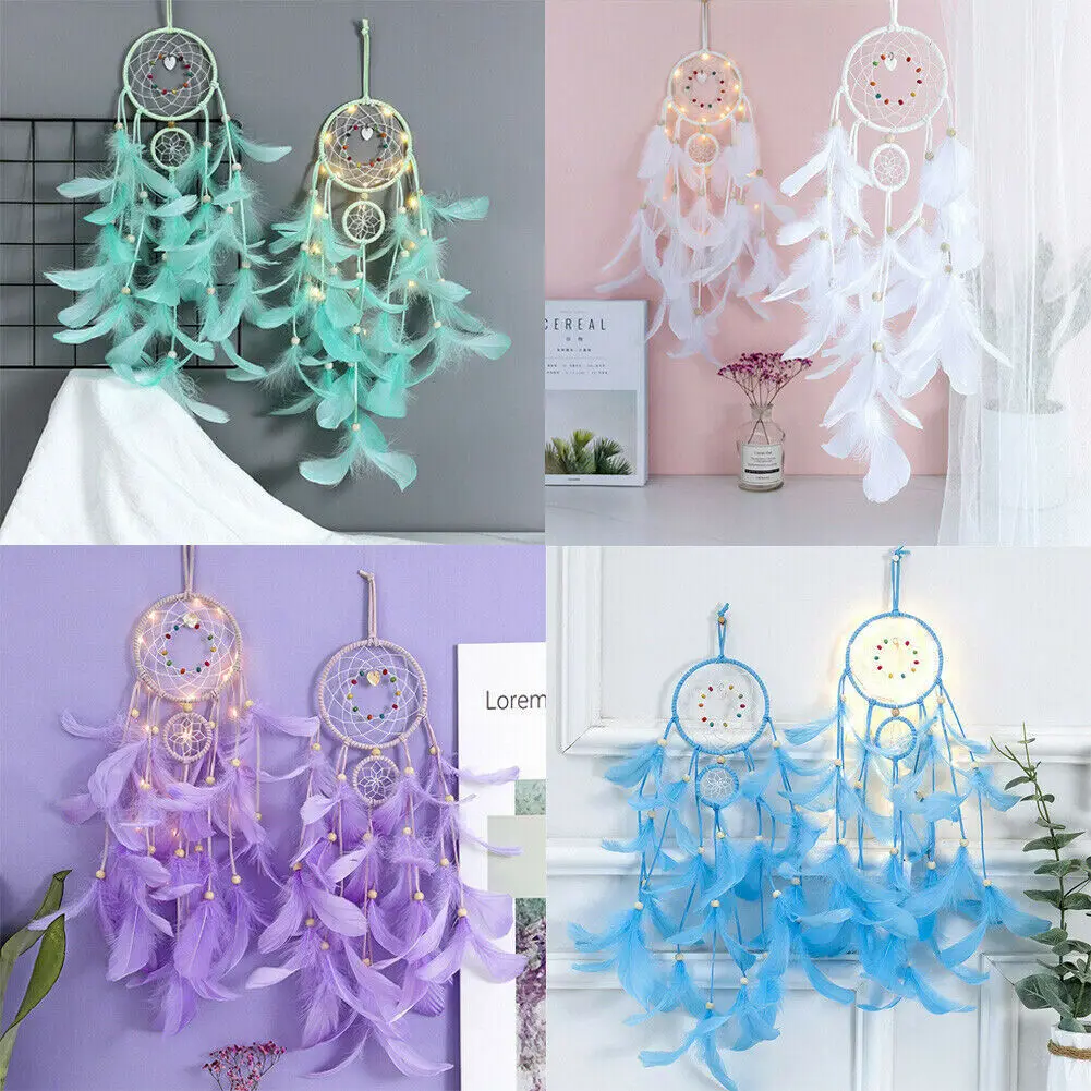

Hollow Hoop Dream Catcher LED Lights Up Fairy Dream Catcher Kids Bedroom/Car Hanging Decorations