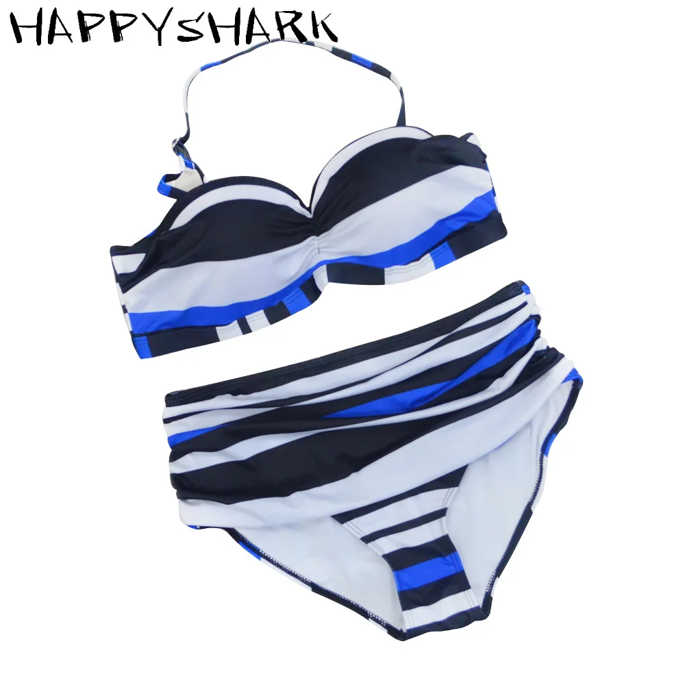 HAPPYSHARK бикини размера плюс Купальники в разноцветную полоску новинка 2018