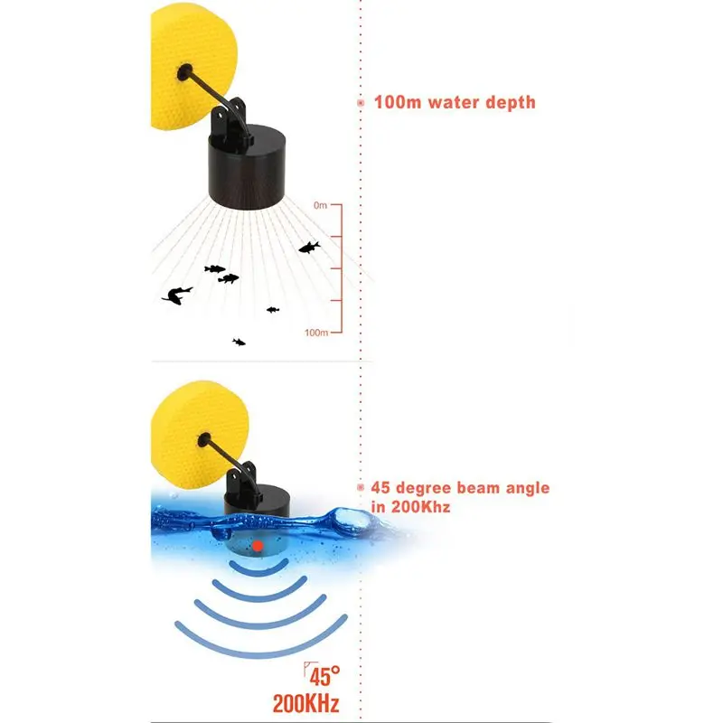 FF1108-1, портативный гидролокатор с сигнализацией, эхолот, 0,7-100 м, датчик, датчик глубины, искатель# B3, желтый