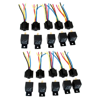 

Lot10 New 12 Volt 40 Amp SPDT Automotive Relay with Wires & Harness Socket