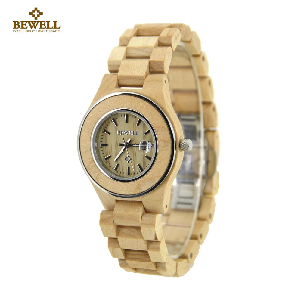 

BEWELL Wood Watch Women Fashion Zebra Wooden Women Watches Display Date sports Ladies Quartz Watch Clock saat relogio feminino