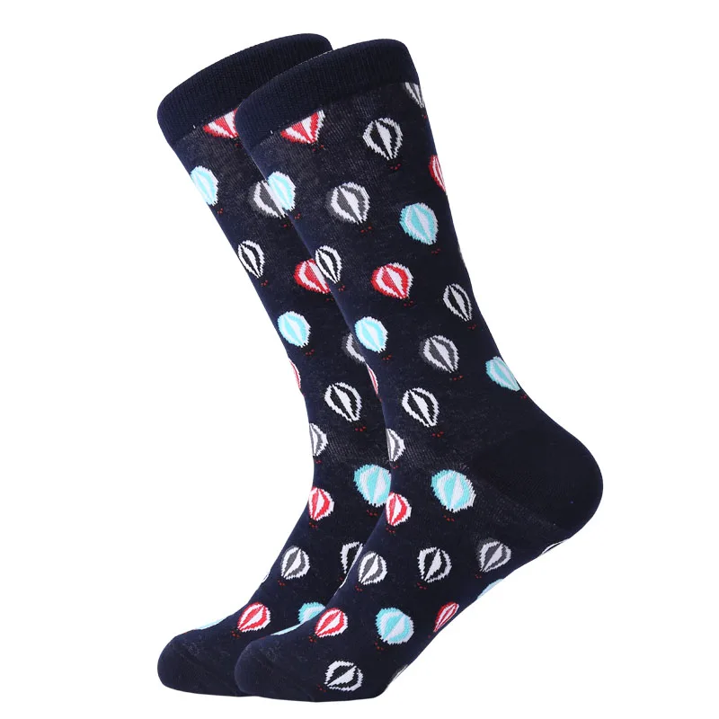 LETSBUY/1 пара, хлопковые мужские носки, Harajuku, цветные, Веселый день, медведь, рыба, длинные, теплые, нарядные носки для мужчин, для свадьбы, Рождества