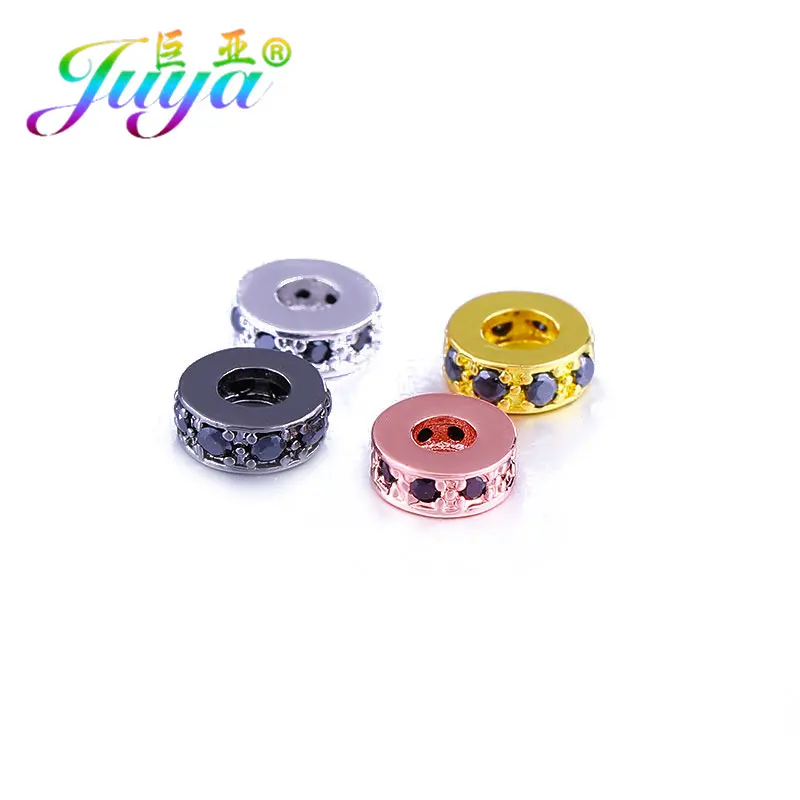 

7mm Beading Jewlery Perles Gold/Silver/Rose Gold Cubic Zirconia Metal Spacer Beads For Handmade Beadwork Jewelry Making