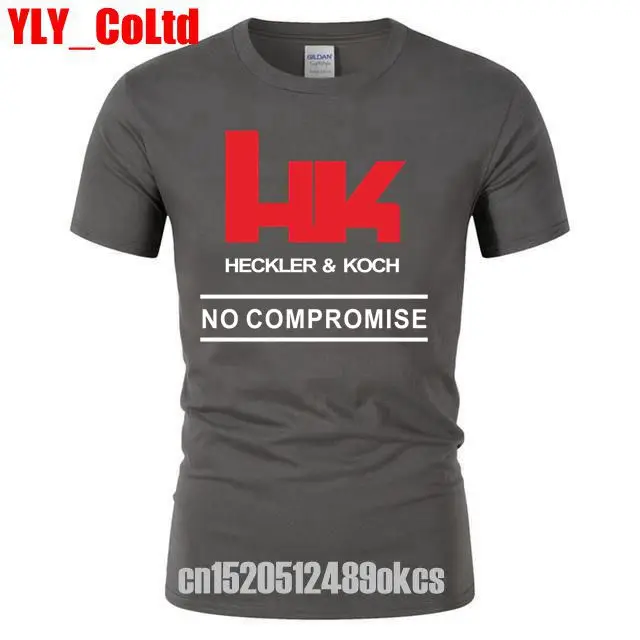 

NEW Mens T Shirts HK Logo Heckler Koch Firearms No Compromise Man Short Sleeve Tees Shirt New Color Men Neck T-Shirt male