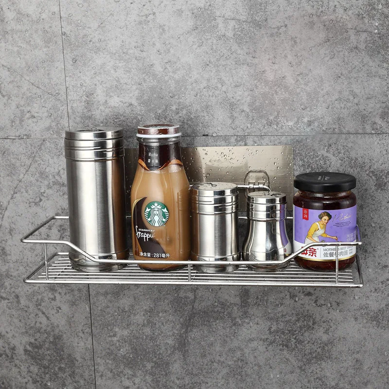 طبقة واحدة الفولاذ المقاوم للصدأ المنزلية المرحاض تخزين الرف الحمام المنظم لا علامة ثقب الشحن الحفر الغراء الجرف