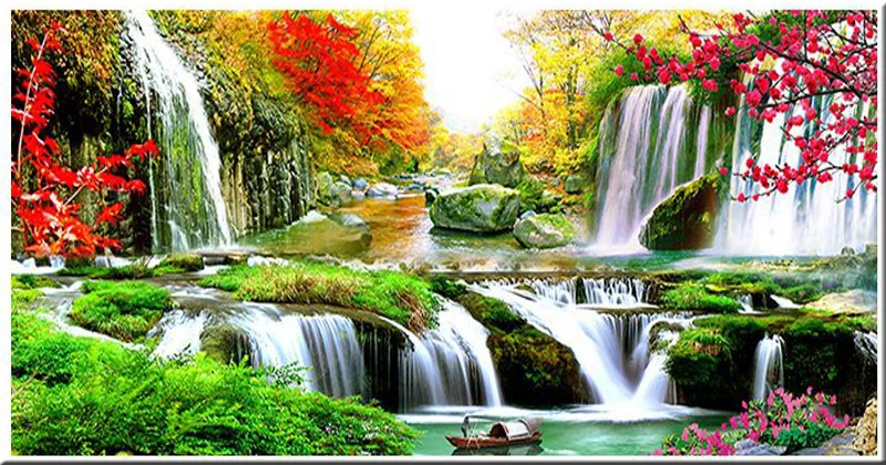 

5d diy diamond painting cross stitch kit Diamond embroidery Waterfall Mountain landscape picture diamond mosaic Wall Decoration