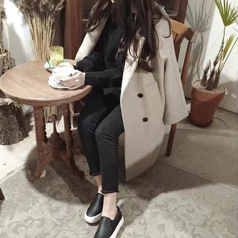 2019 New Wool Blend coat female Long Sleeve lapel long women Jacket Casual Autumn Winter Elegant Overcoat coat women veste femme 2019 New Wool Blend coat female Long Sleeve lapel long women Jacket Casual Autumn Winter Elegant Overcoat coat women veste femme