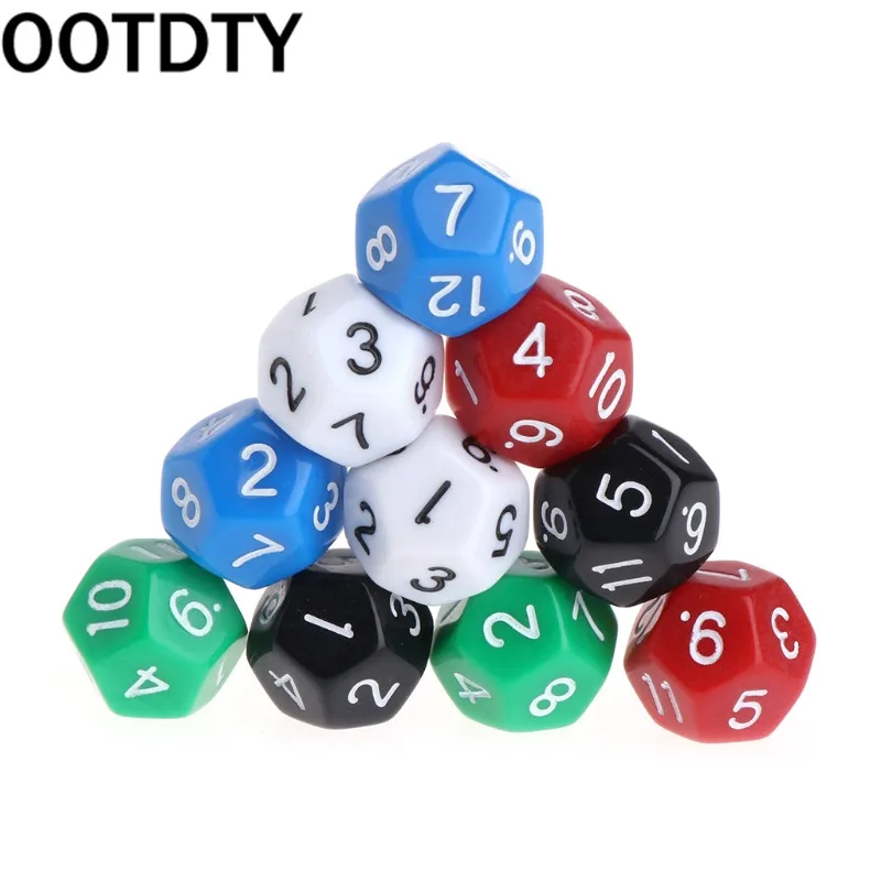 

10pcs Multicolor Dungeons & Dragons Game Accessorie 12 Sided Acrylic Number Dice