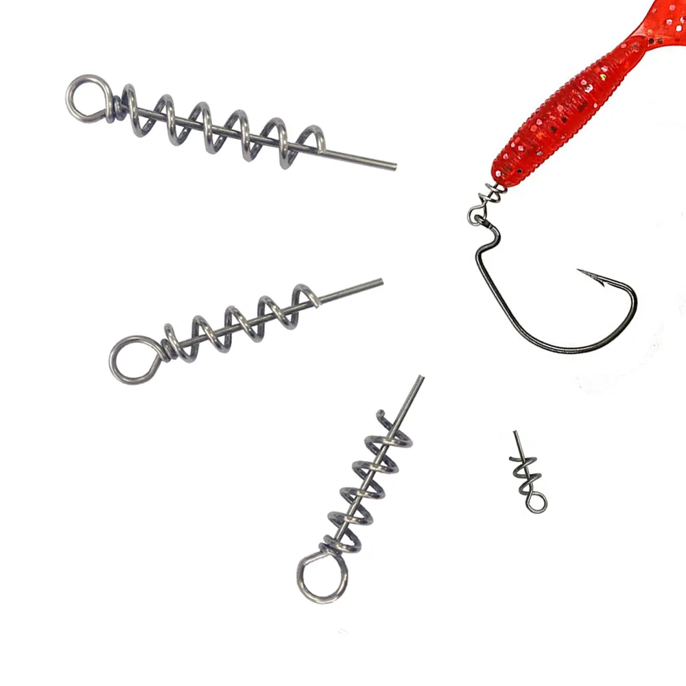 100Pcs Fishing Hook Centering Pin Spring Twist Crank Lock For Soft Lure Baits Rigs Fishing Tools Size 1.4cm 3.5cm 4.5cm 5.0cm