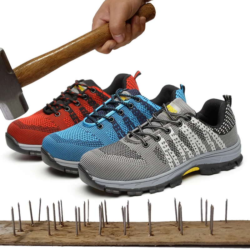 

Men's indestructible shoes safety shoes for men casual work steel toe sneakers rubber Lightweight army ankle tenis boots man
