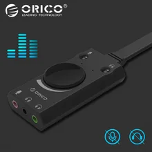 ORICO Portable USB External Sound Card Microphone Earphone Two-in-One With 3-Port Output Volume Adjustable For Windows/Mac/Linux