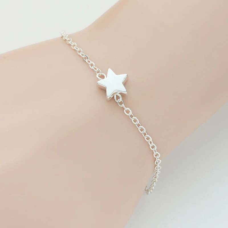 Модные крошечные пентаграммы браслеты со звездами для женщин девушек простой: золото, серебро звено цепи ювелирный женский браслет Pulseras Mujer
