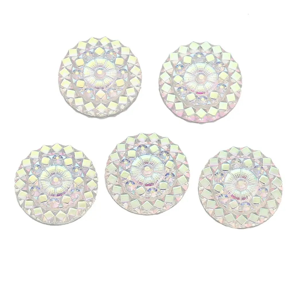 

DoreenBeads Resin Embellishments Findings Round White AB Color Flower Pattern Faceted 18mm( 6/8") Dia, 6 Pieces 2017 new
