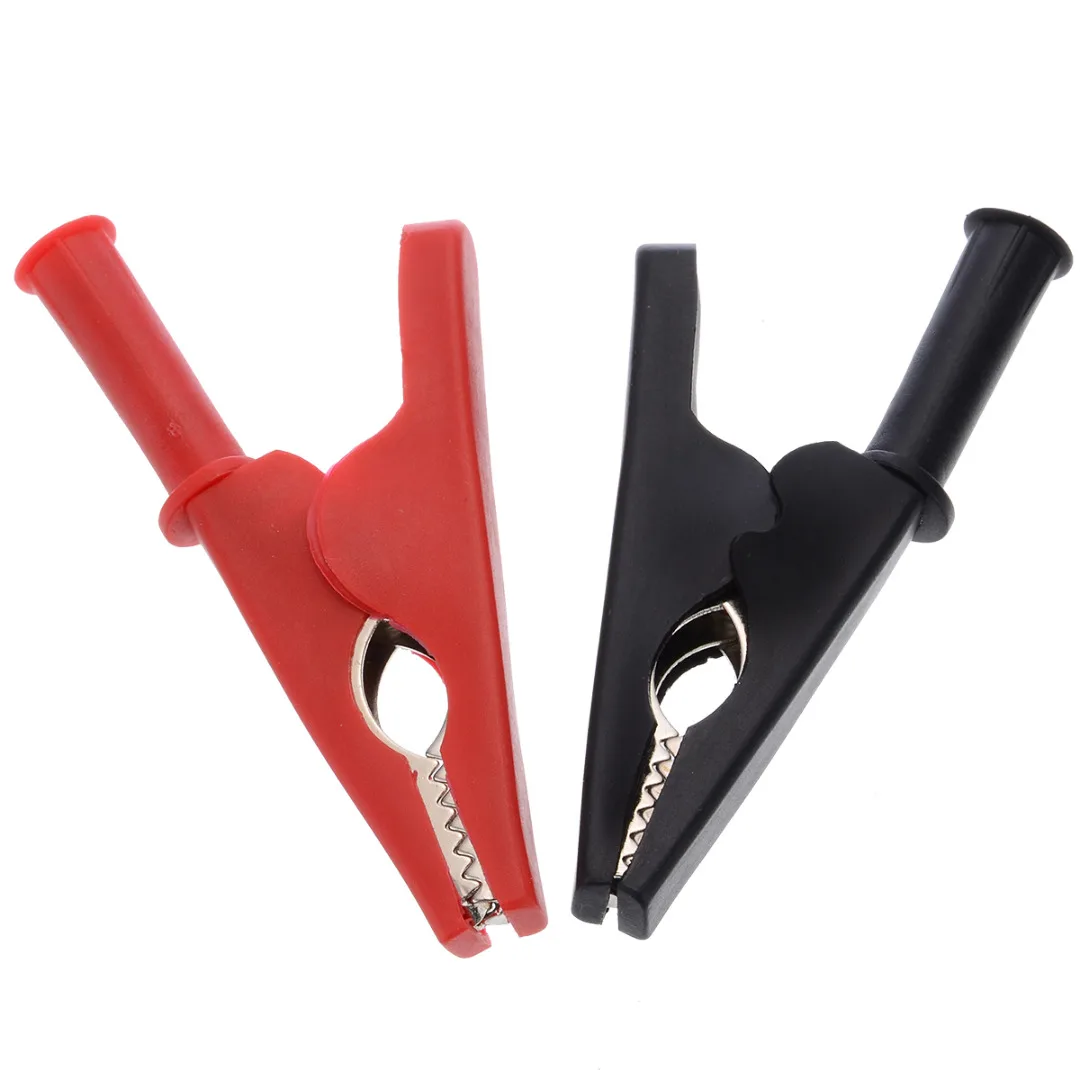 Mayitr 2pcs Black/Red Crocodile Clips Alligator Test Clip Banana Plug Alligator Clips Fully Insulated MAX 2000V 30A