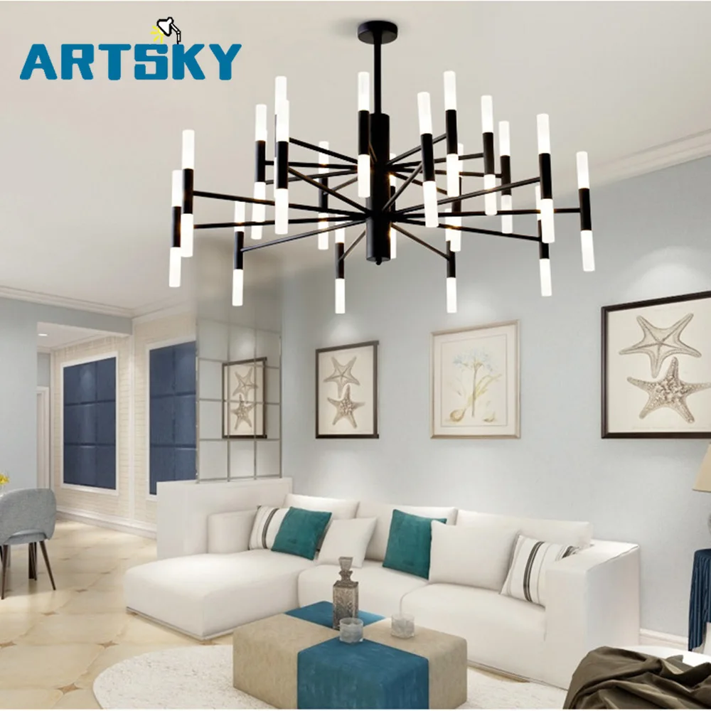 

Decorative Art Double Head Gold Black LED Chandelier for Bedroom Kitchen Living Room Decorative Lighting