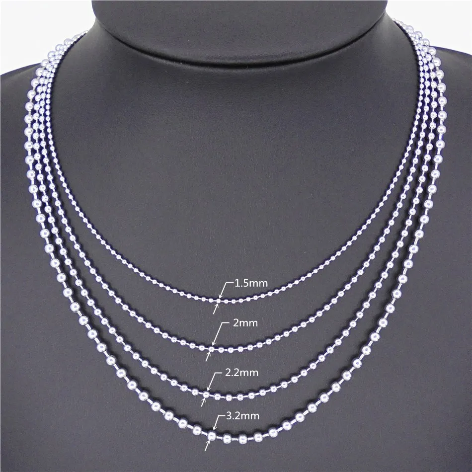 16"18"20"22"24"26"100Stainless steel chain necklace Ball shape many
