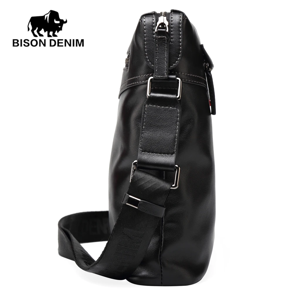 BISON DENIM модная Роскошная брендовая мужская сумка из натуральной кожи на одно плечо через плечо мужская сумка-мессенджер