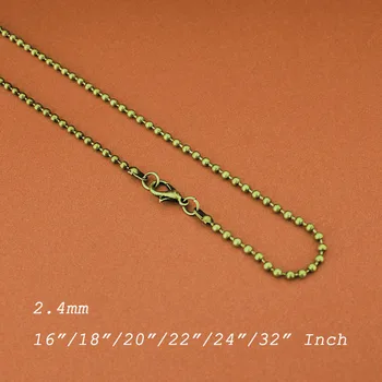 

2.4mm Ball Beads Chains Metal Antique Bronze Color With Lobster Clasps Fashion Links DIY Findings Any Sizes