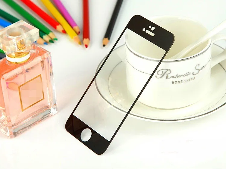 1 шт. закалённое стекло с покрытием чехол для iPhone 4S 5 5S SE 6 6S 7 8 Plus защита экрана фиолетовый/золотой/серебристый/синий/черный Передняя пленка - Цвет: Черный