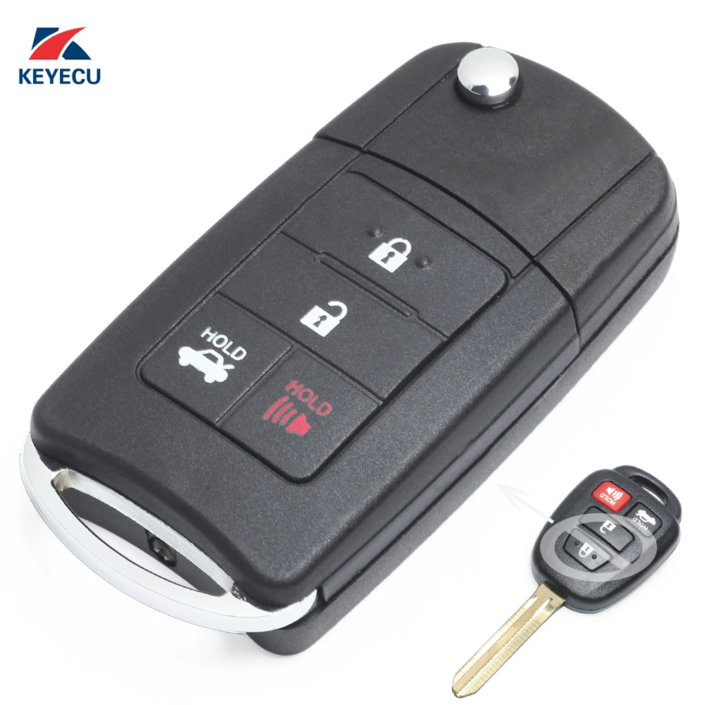 Новинка чехол-брелок KEYECU с 4 кнопками для Toyota Camry 2012 2013 + необработанное лезвие TOY43 |