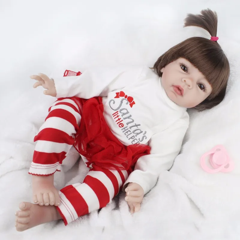 NPKDOLL Reborn Baby в куклах 22 дюйма Мягкие силиконовые куклы Reborn Baby для девочек игрушки Жизнь как Рождественский костюм для новорожденных подарки