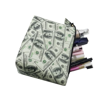 

2018 Fashion Dollar Women Travel Waterproof Makeup Case Cosmetic Bags Professional Organizer Clutch Handbag High Capacity Purse