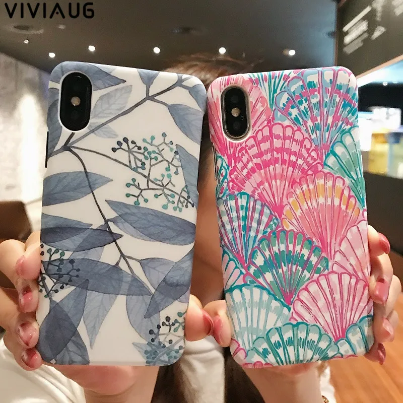 VIVIAUG Ультратонкий матовый чехол для iPhone X цветок телефона iPhone7 8 6 6s плюс зеленые