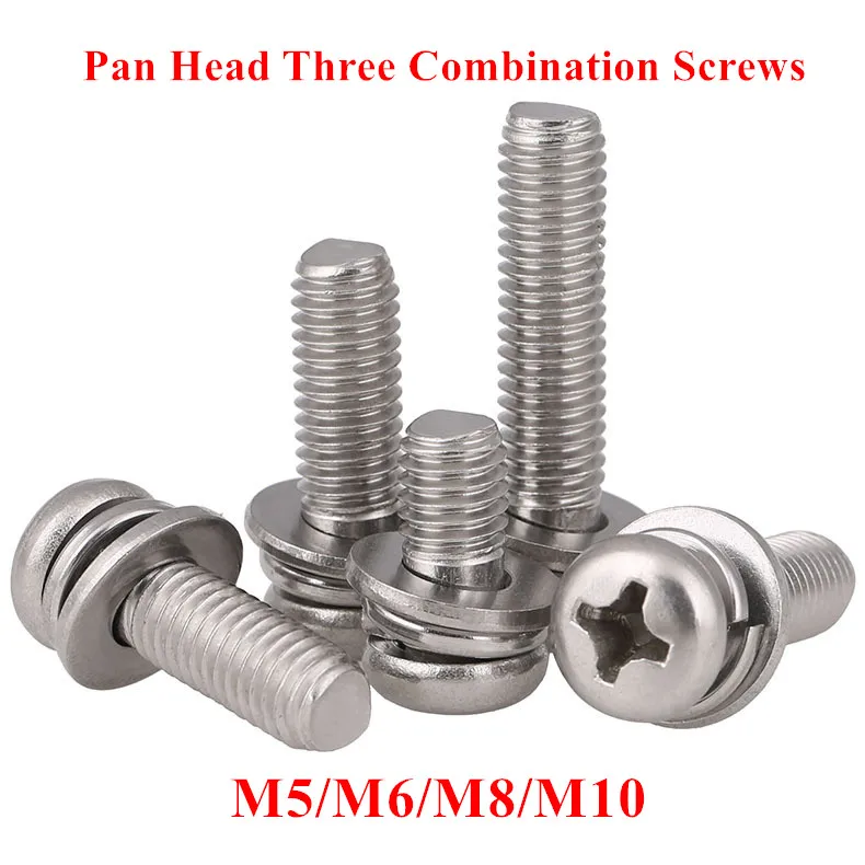 M5 M6 M8 M10 Phillips Pan Head Combination Screw Three Combined Bolt