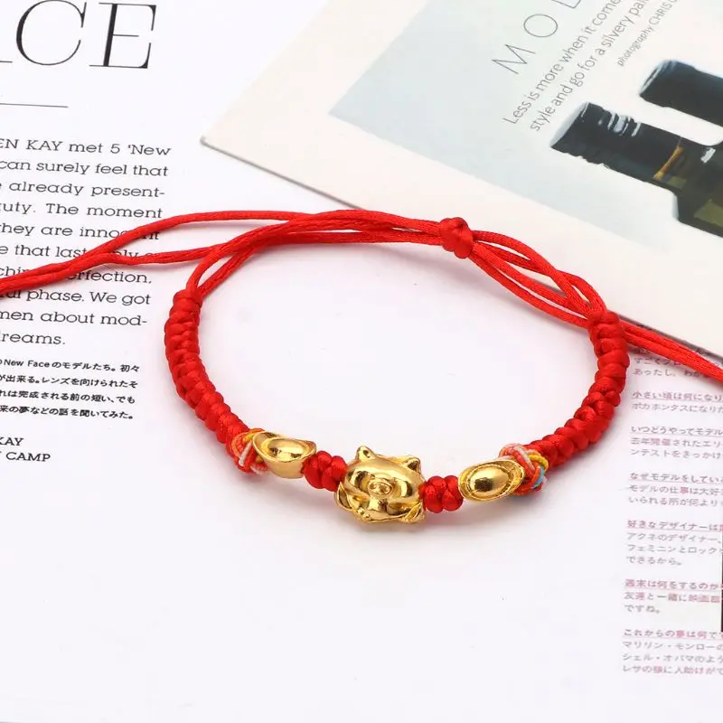 Lucky Kabbalah Red String Braided Golden Pig Charm Bracelets Fashion Jewelry | Украшения и аксессуары