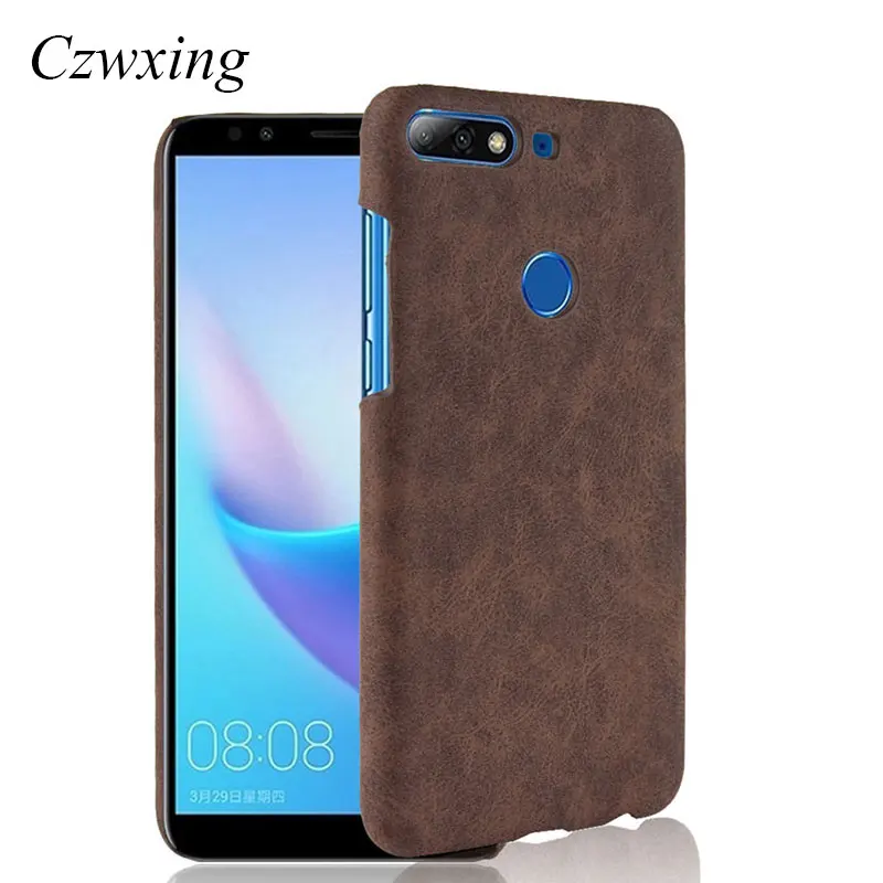 For Huawei Y7 Pro 2018 Case Luxury Retro PU Leather Y7Pro Hard Phone Y 7 |