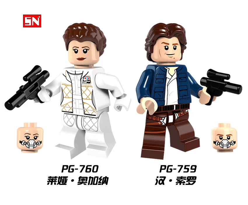 SN 20 шт. PG759 PG760 принцесса Leia Han Solo йода Супер Герои строительные блоки игрушки